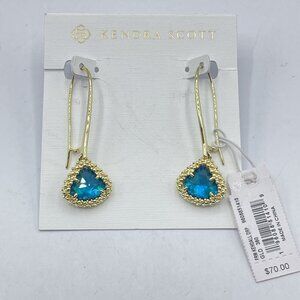 Kendra Scott Gold Blue Teal Framed Teardrop Earrings